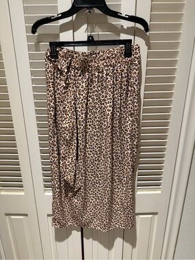 Leopard Print tank and Midi Skirt set - Beige Brown